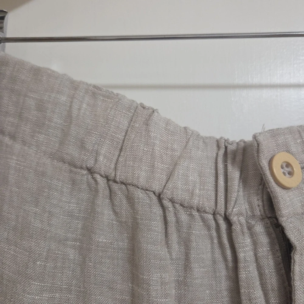 Quince Womens 100% European Linen Pants XL Flax Beige Pull On Wide Leg NWT